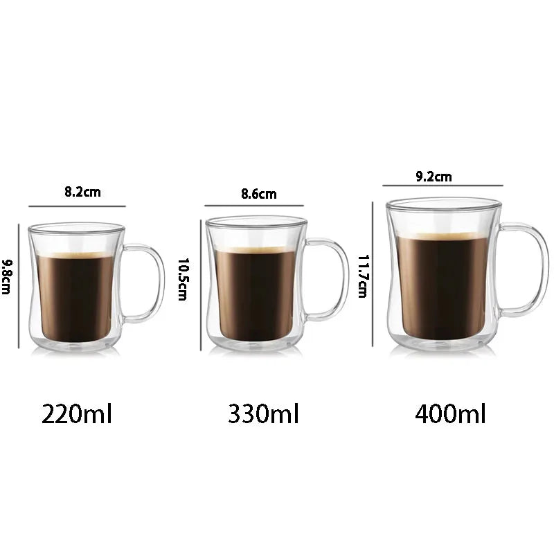 Axya Double Wall Glass Espresso Cups Set for Hot/Cold Drinks