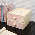 Axyaa Kawaii Cream Stationery Storage Box Organizer - Large Capacity Drawer-style Storage Rack