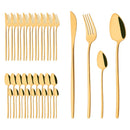 Axyaa Gold Stainless Steel Cutlery Set - 40Pcs Western Dinnerware Tableware Set