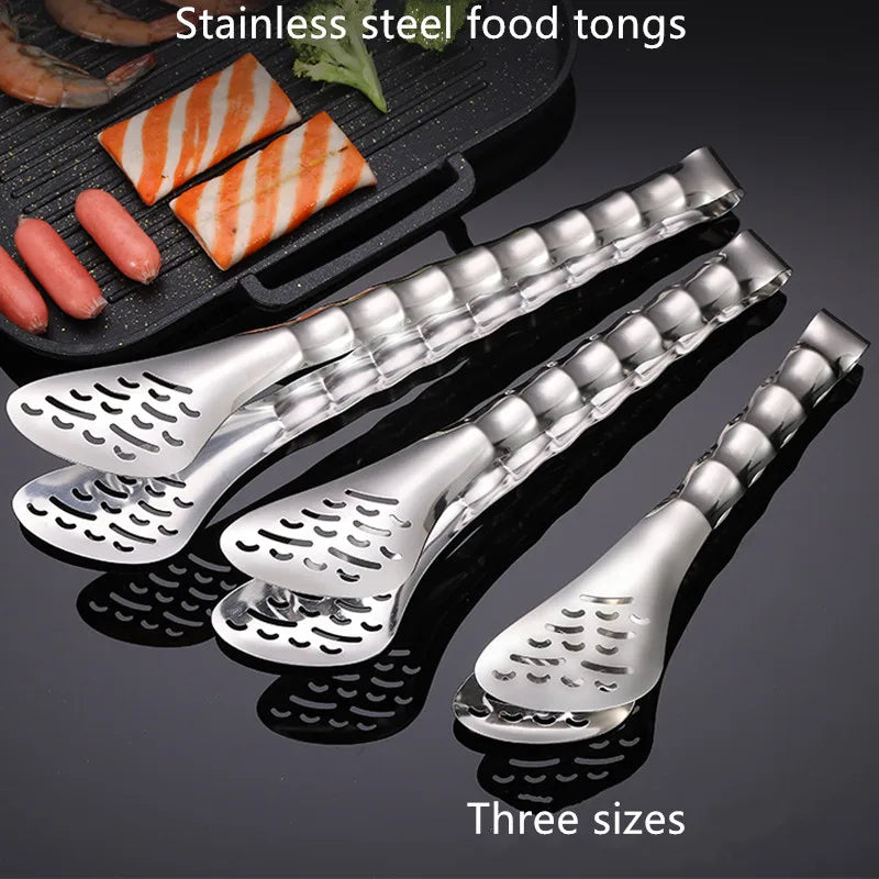 Axyaa Stainless Steel Food Tongs: Multifunctional Hollow Out Grill Clip for Home Kitchen