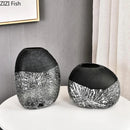 Axyaa Ceramic Abstract Art Floral Vase Set