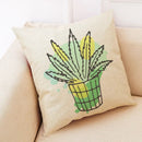 Axyaa Cactus Linen Pillowcase for Home Décor