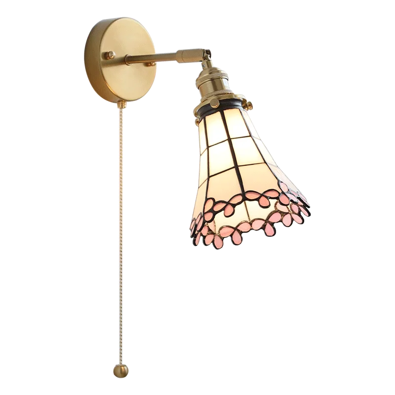 Axyaa Nordic LED Wall Light White & Pink Glass Flower Lampshade – Modern Kitchen Bathroom Stair Lighting