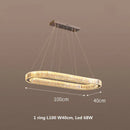 Axyaa Oval Steel Crystal Chandelier Pendant Lights - Dimmable Luxury LED Hang Lamp