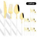 Axyaa 24Pcs Pink Gold Stainless Steel Cutlery Set - Western Flatware Tableware