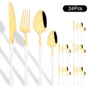 Axyaa 24Pcs Pink Gold Stainless Steel Cutlery Set - Western Flatware Tableware