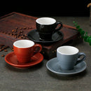 Axya Ceramic Espresso Cup and Saucer Set - Solid Color Coffee Tea Milk Mug Set