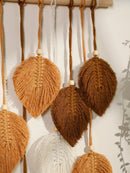 Axyaa Leaf Macrame Tapestry Brown Green Wall Hanging Boho Home Decor Aesthetic Gift
