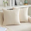 Axyaa Striped Corduroy Throw Pillow Covers 18x18, Decorative Cushion Cover for Living Room