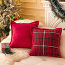 Axyaa Christmas Plaid Sofa Pillow Cover - Red Floral Throw Cushion Cover