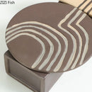 Axyaa Geometric Stripes Ceramic Vase: Desk & Room Decor with Artificial Flowers