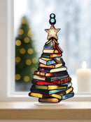Axyaa Christmas Tree Tabletop Ornament, Stacked Books Design with Star Topper