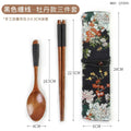 Axyaa Portable Wooden Cutlery Set: Chopsticks, Spoon, Cloth Bag - 3pcs Set