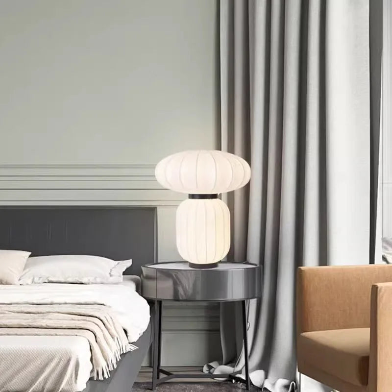Axyaa Silk Table Lamp: Wabi-sabi Style for Living Room, Bedroom, Kitchen, Dining Room