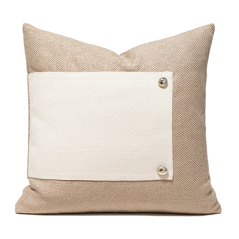 Embroidered Tufted Cushion Cover in Neutral Tones by Axyaa