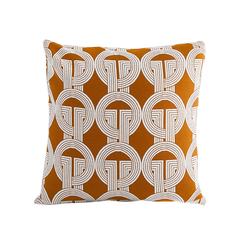 Axyaa Coffee Geometric Patterns Pillowcase - Modern Simplicity for Living Room Sofa