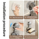 Bathroom Soap Storage Rack by Axyaa - Wall-Mounted No-Drill Suction Cup Organizer