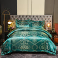 Axyaa Satin Jacquard Embroidered 4-Piece Bedding Set
