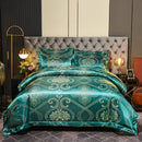 Axyaa Satin Jacquard Embroidered 4-Piece Bedding Set