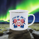 Axyaa Independence Enamel Mug: American Flag Coffee Cup for Freedom Lovers.