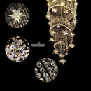 Axyaa Moon & Star Spiral Crystal Chandelier: Modern Lobby Stair Lighting