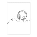 Axyaa Abstract Piano Headset Guitar Line Wall Art Canvas Minimalist Print for Living Room