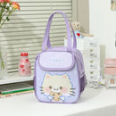 Axyaa Purple Cat Lunch Bag: Insulated Thermal Tote for School and Work