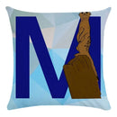 Axyaa Blue Letter Animal Print Pillowcase - Super Soft Peach Skin - Fashion Cushion Cover