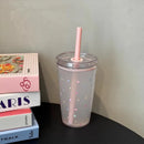 Axyaa Pink Straw Cover Water Bottle: BPA-Free Tritan Cup for Girls, Heat-Resistant Drinking Cup