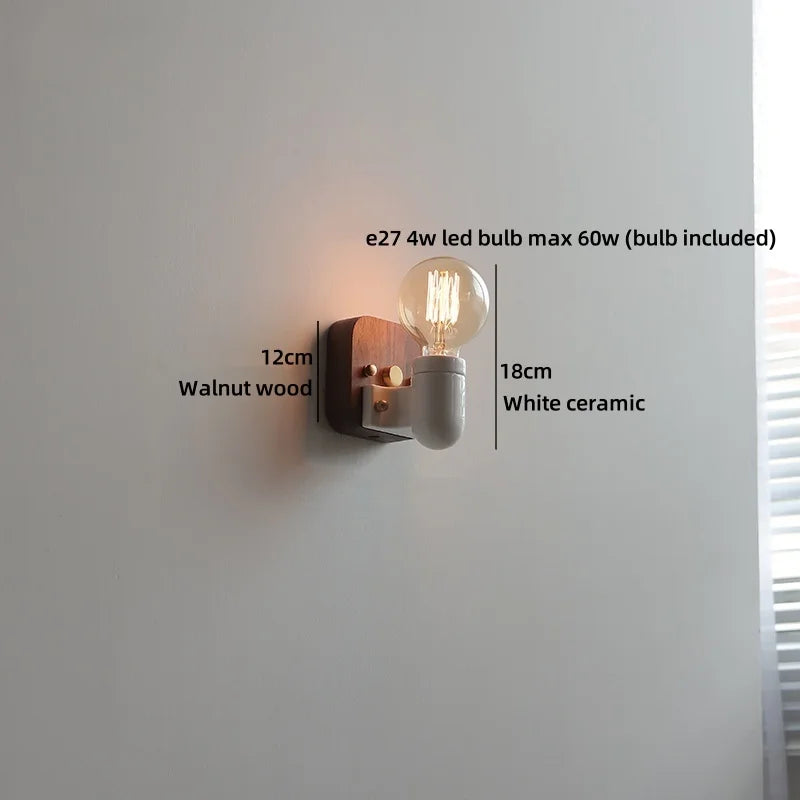Axyaa Ceramic LED Wall Light Mirror Japan Style Bedside Lamp