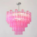 Axyaa Clear Pink Glass Tube Chandelier Luxury Ceiling Pendant Light