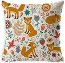 Axyaa Linen Fox Sofa Cushion Cover 50x50 Square Home Décor Pillowcase
