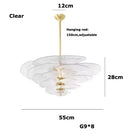 Axyaa Glass Flower Petal Chandelier - Bronze Metal Dining Table Hanging Lamp