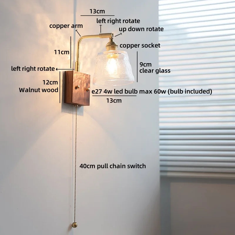 Axyaa Clear Glass LED Wall Light Fixture for Modern Nordic Design