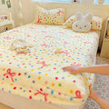 Axyaa Polka Dot Printed Milk Fleece Fitted Sheet - Thermal Mattress Cover