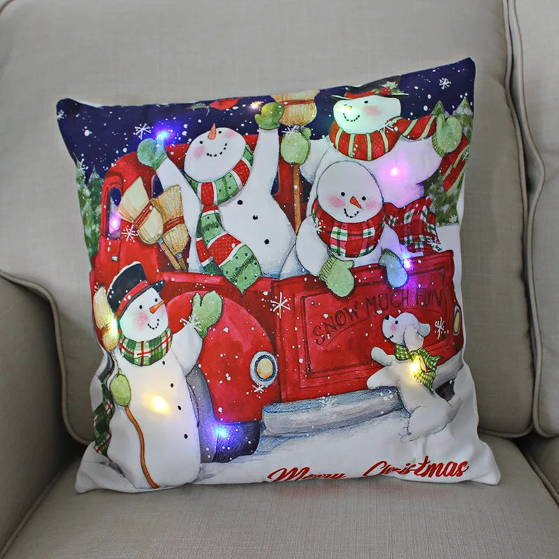 Axyaa LED Christmas Pillow Cover for Festive Holiday Decor
