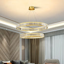 Axyaa Modern Luxury Gold Round Chandelier, K9 Crystal LED Pendant Light for Living and Dining Room