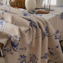 Axya Blue Flower Print Table Cloth Set with Matching Pillowcase