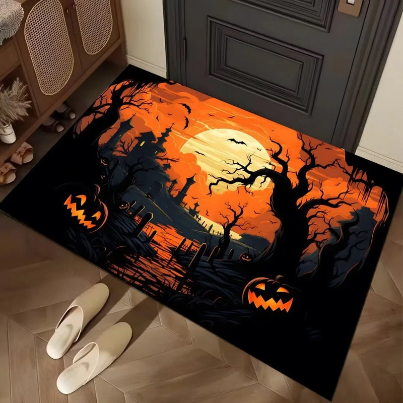 Axyaa Halloween Night Floor Mat - Horror Pumpkin Ghost Design