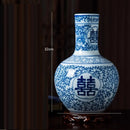 Axyaa 34cm Blue and White Porcelain Vase Antique Chinese Style Flower Arrangement