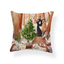 Axyaa Creative Fox Christmas Tree Cushion Cover - Retro Animal Sofa Decor Pillowcase