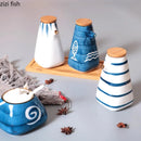 Axya Ceramic Seasoning Jar Set - Kitchen Spice Container & Seasoning Tool