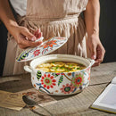 Axyaa Love Flower Binaural Bowl Soup Pot - Large Ceramic Personality Nest