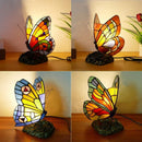 Axyaa Tiffany Butterfly Table Lamp Retro Luxe Stained Glass Desk Lamp