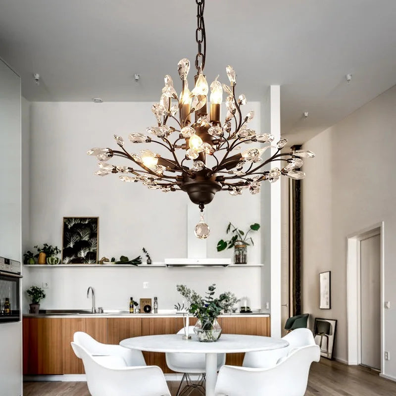 Axyaa Crystal Industrial Chandelier for Living Dining Bedroom