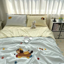 Axyaa Cartoon Embroidered Duvet Set: Breathable & Thin for Summer Comfort