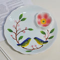 Axyaa Ceramic Magpie Plate - Hand Drawn Dumpling & Snack Serving Plate for Molecular Cuisine