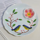 Axyaa Ceramic Magpie Plate - Hand Drawn Dumpling & Snack Serving Plate for Molecular Cuisine