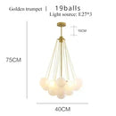 Axyaa Nordic Glass Chandelier: Frosted Glass, LED Pendant Light - Gold/Black