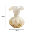 Axyaa Flower Texture Glass Vase Desk Decoration with Artificial Flowers